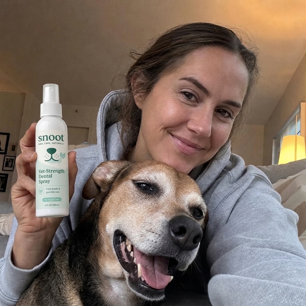 Snoot customer with her dog