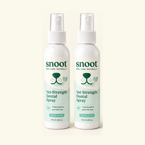 Two bottles of Snoot Vet-Strength Dental Spray